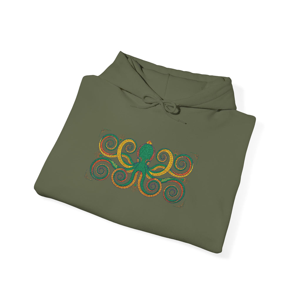 Green Octopus Spiral Art Hoodie | Nautical Sea Creature Sweatshirt, Unisex Ocean Art Gift Pullover