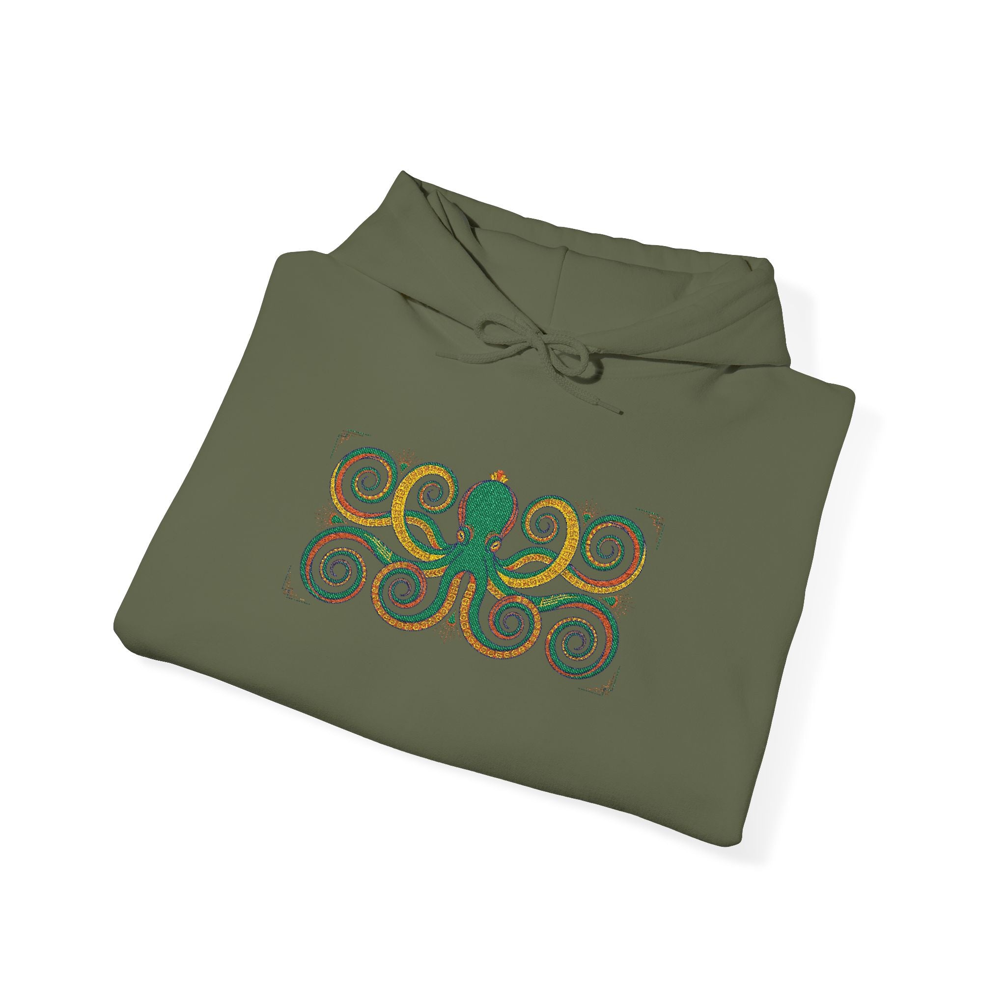Green Octopus Spiral Art Hoodie | Nautical Sea Creature Sweatshirt, Unisex Ocean Art Gift Pullover