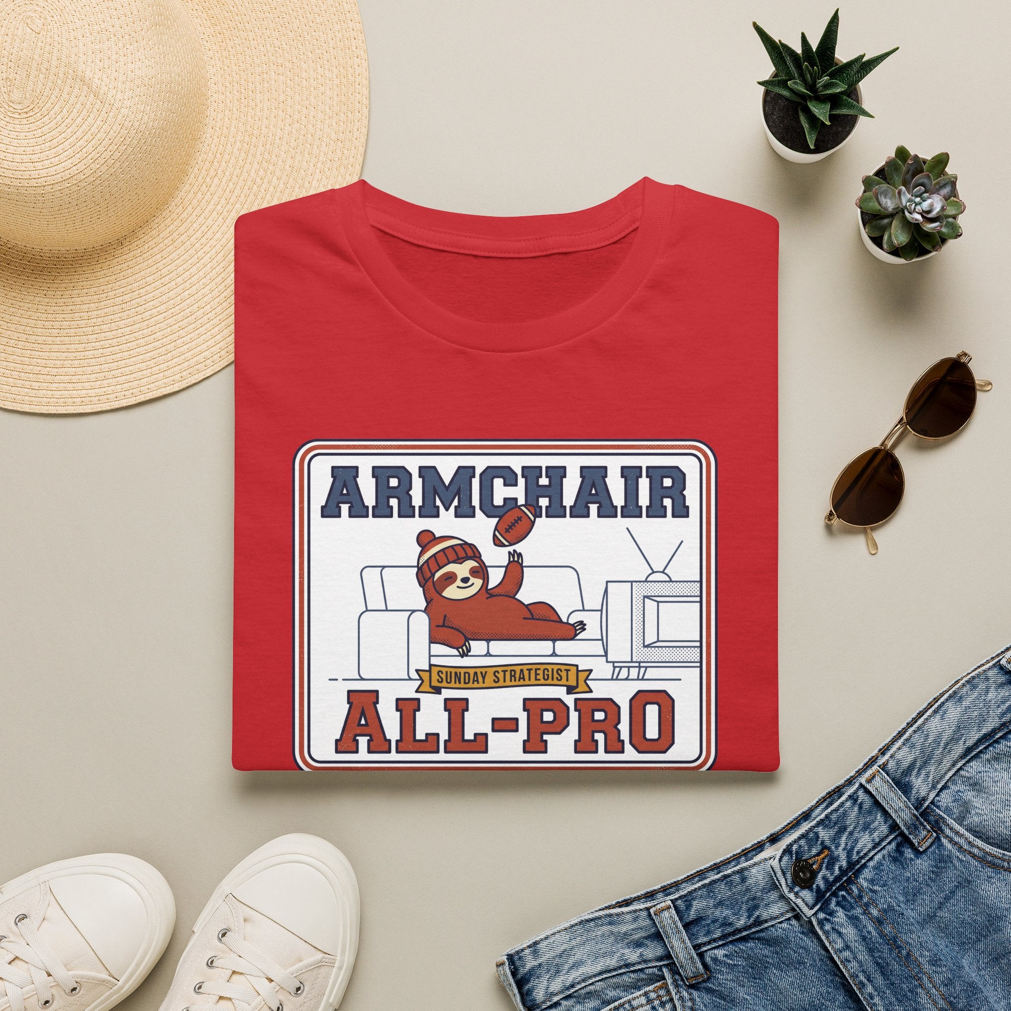 Funny Sloth Football T-Shirt | Lazy Game Day Couch Fan Tee