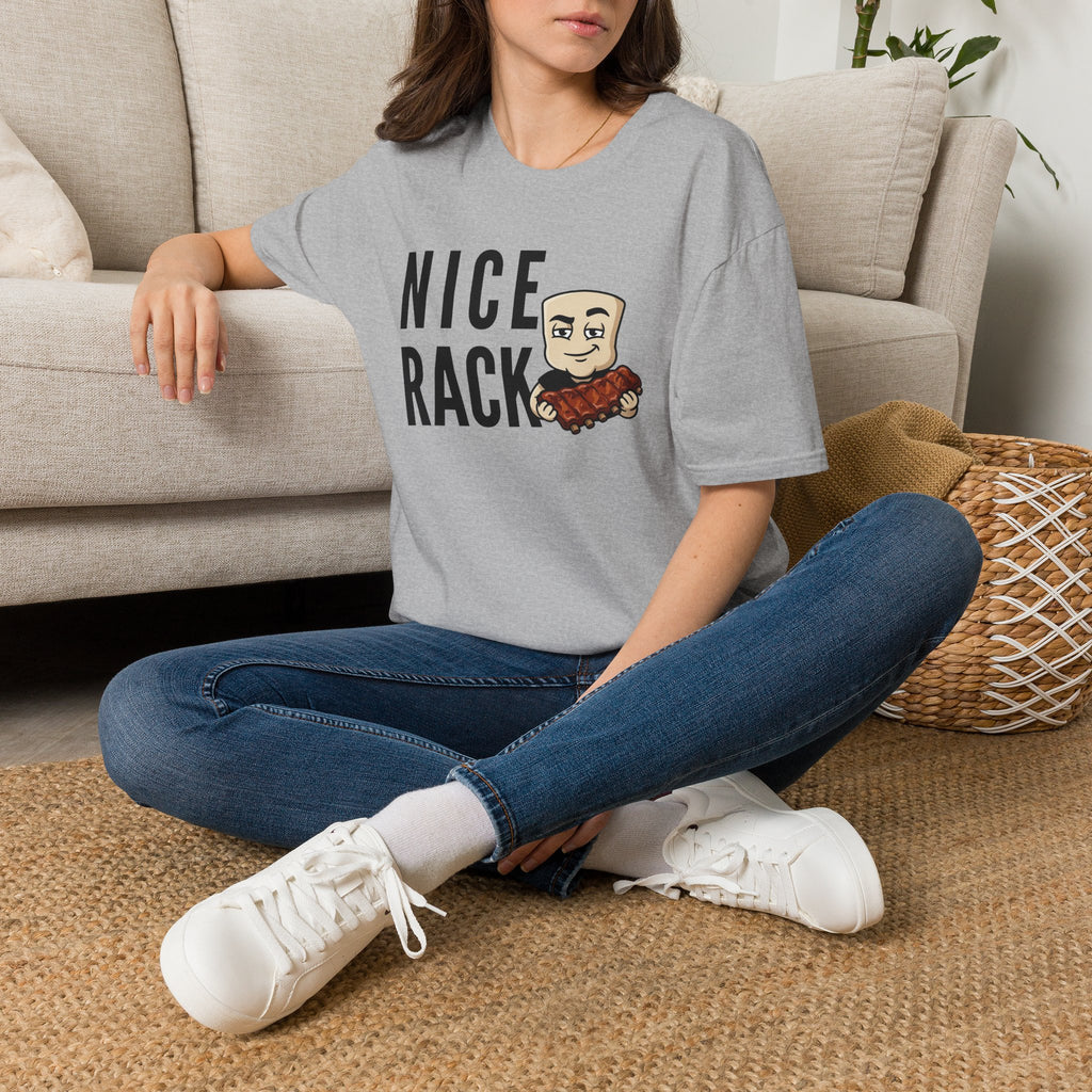 Nice Rack T-Shirt | Funny BBQ Ribs Grilling Tee | Cookout Humor Food Pun Gift