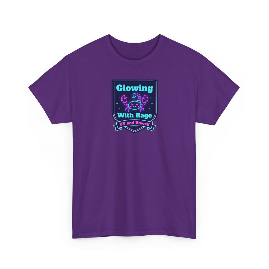 Glowing With Rage tee | Neon Skull Shield design