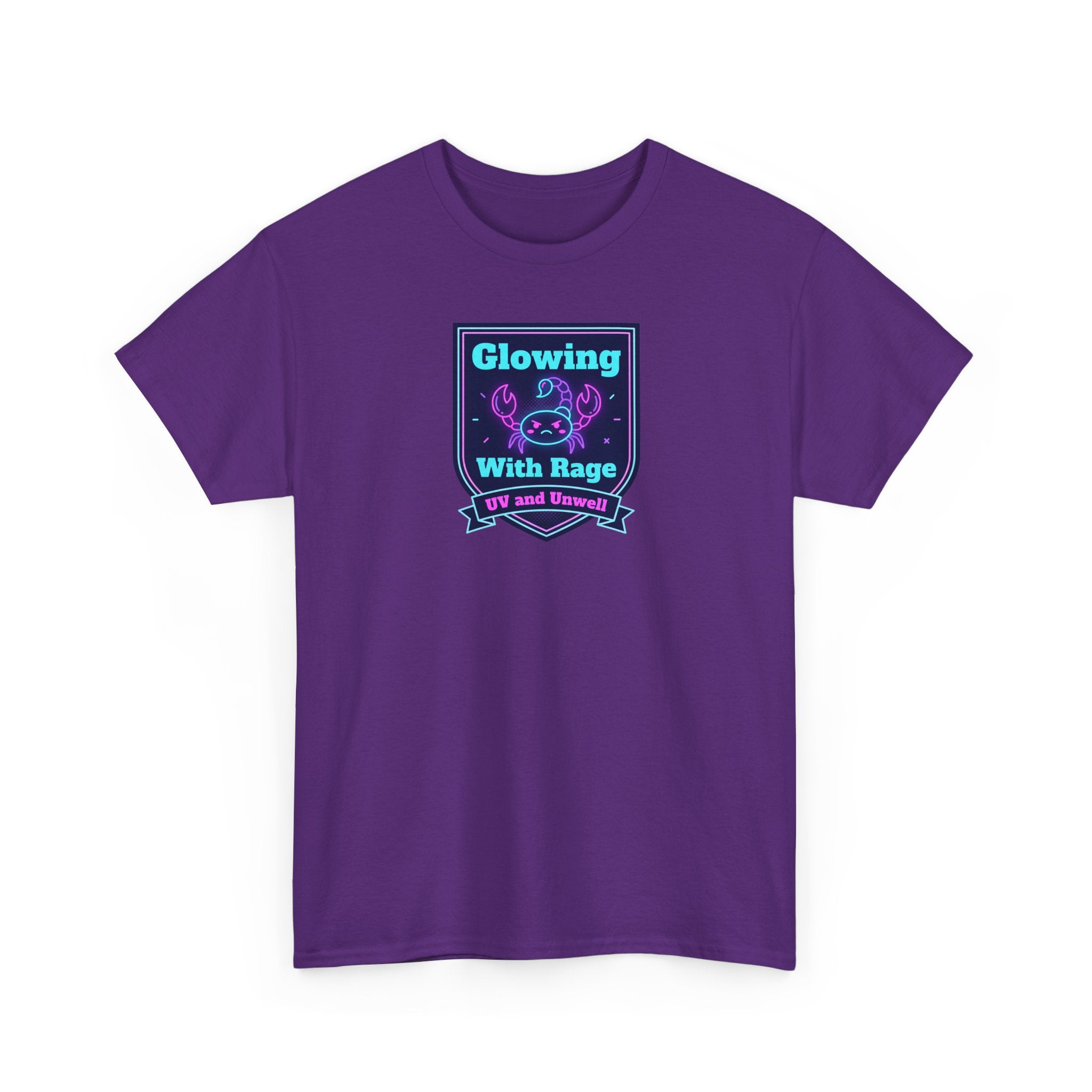Glowing With Rage tee | Neon Skull Shield design