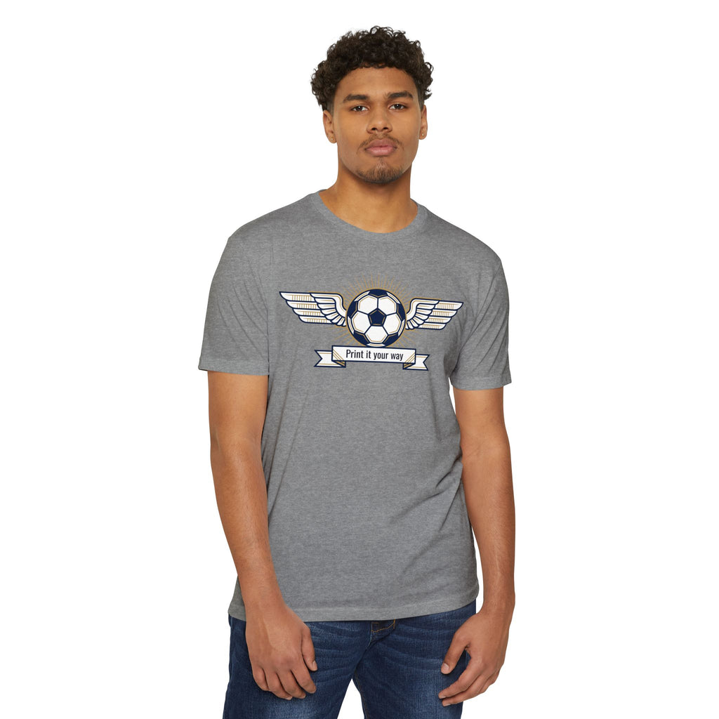 Custom Vintage Soccer T-Shirt Personalized Winged Soccer Emblem Tee Add Your Name or Team Soccer Gift