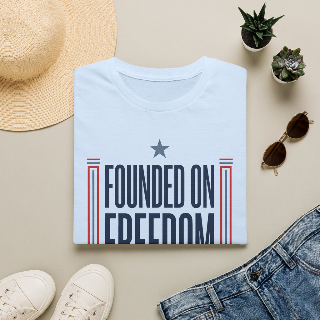 Founded on Freedom T-Shirt | Patriotic USA Shirt, 4th of July Gift, America Pride Tee, Unisex Patriotic Flag Graphic Tee