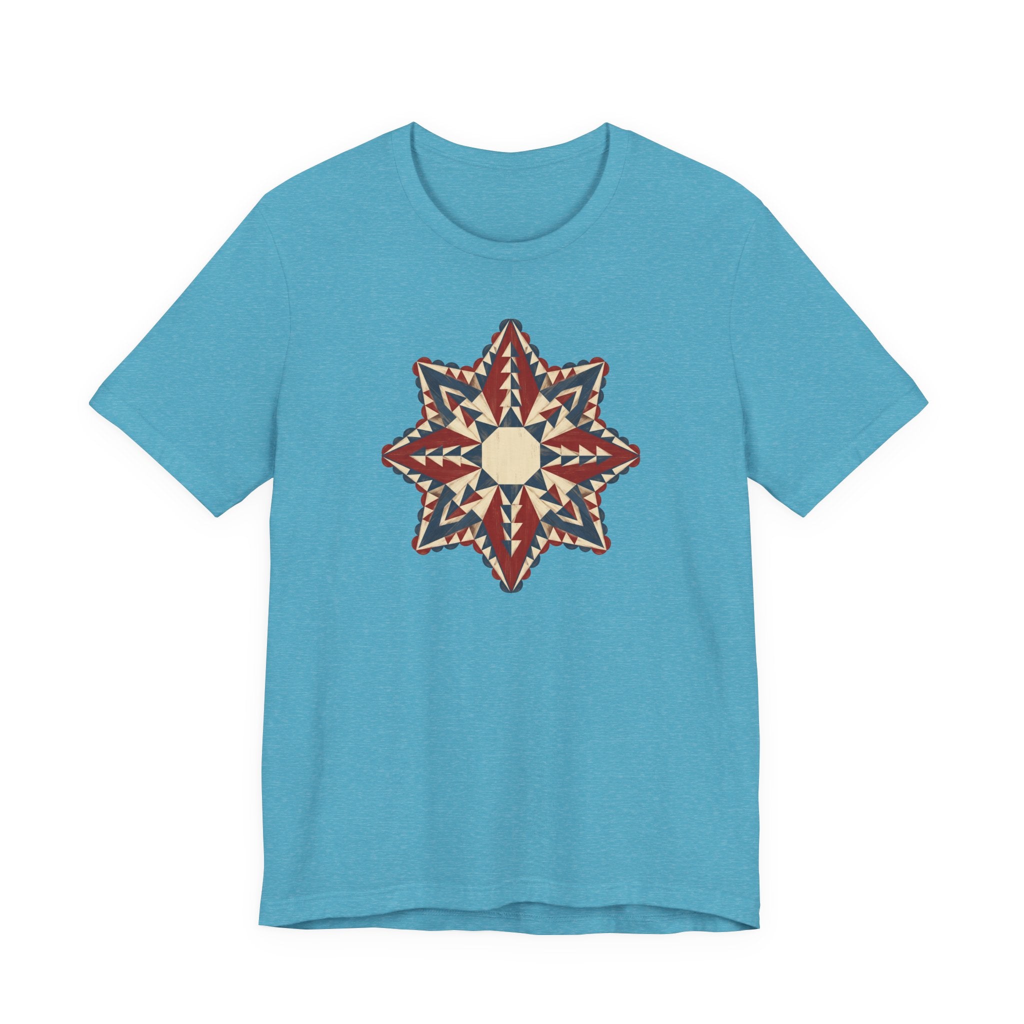 Southwestern Star Mandala Graphic Tee | Geometric Aztec Compass Boho Folk Art T-Shirt