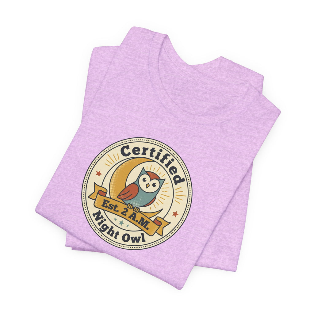 Certified Night Owl owl badge T-Shirt | 2 AM est. graphic tee