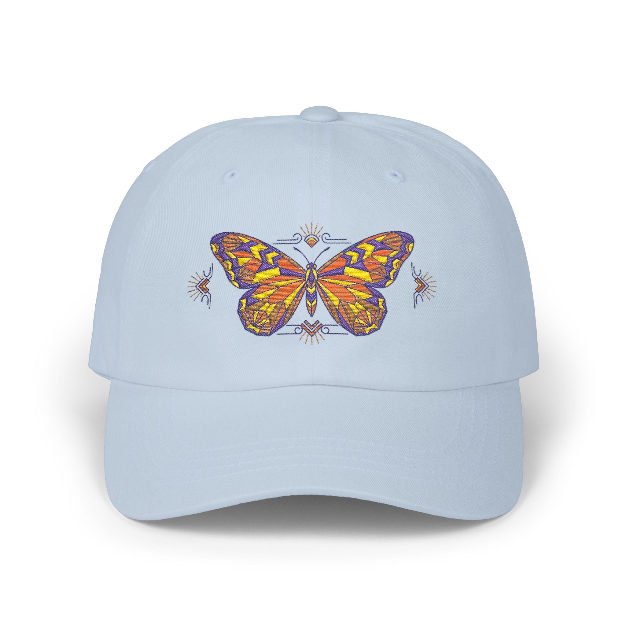 Butterfly Embroidered Dad Cap — Colorful Mosaic Moth Baseball Hat