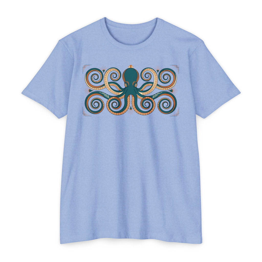 Octopus T-Shirt Teal Swirl Nautical Sea Creature Graphic Tee Ocean Lover Gift Unisex