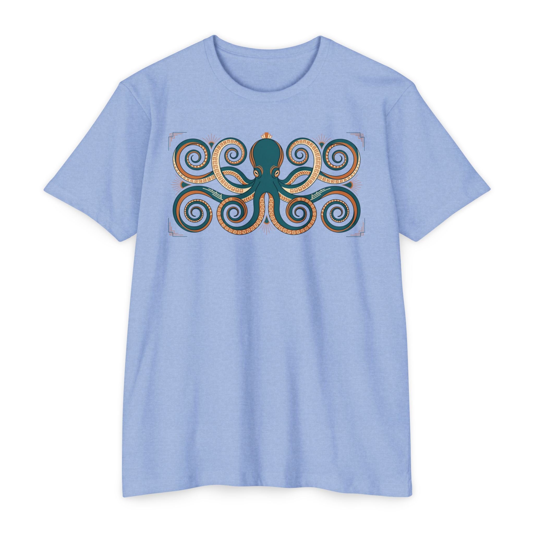Octopus T-Shirt Teal Swirl Nautical Sea Creature Graphic Tee Ocean Lover Gift Unisex