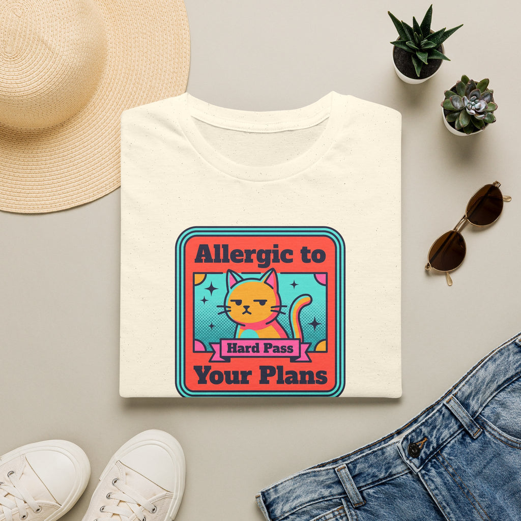Allergic to Your Plans Cat T-Shirt | Funny Antisocial Introvert Cat Lover Graphic Tee