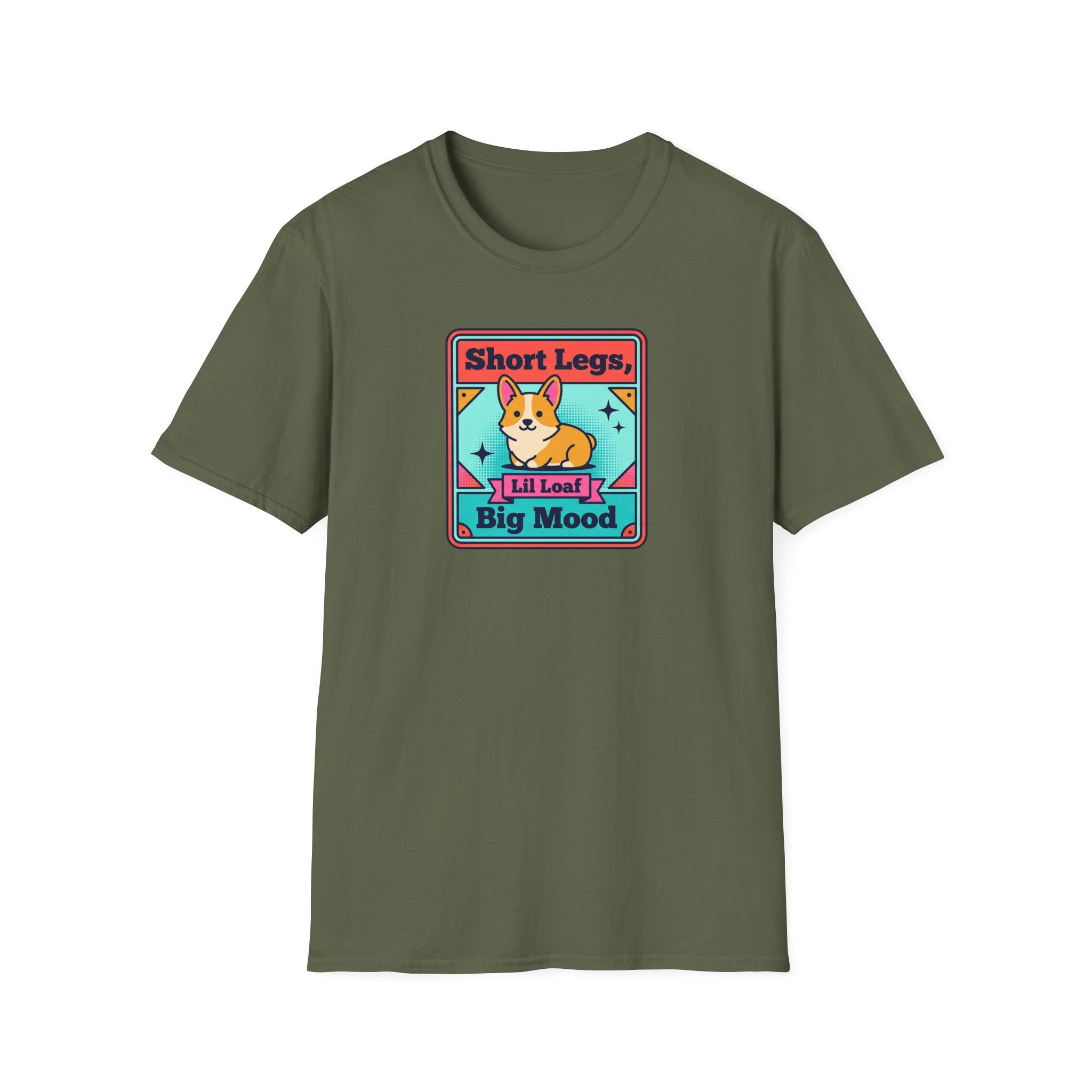 Funny Corgi T-Shirt | Short Legs Big Mood Cute Corgi Dog Graphic Tee | Corgi Lover Gift