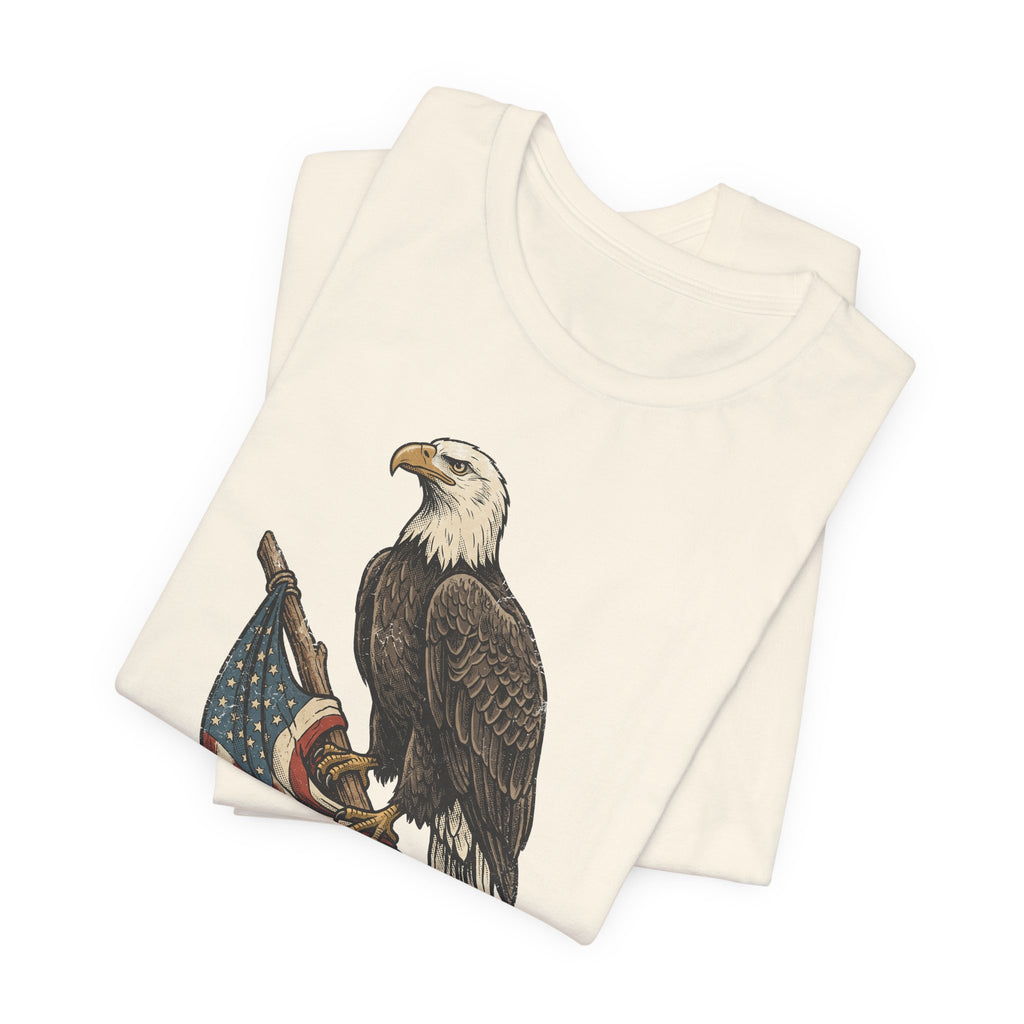 Bald Eagle American Flag T-Shirt | Patriotic USA Stars Stripes Vintage Eagle Graphic Tee Gift