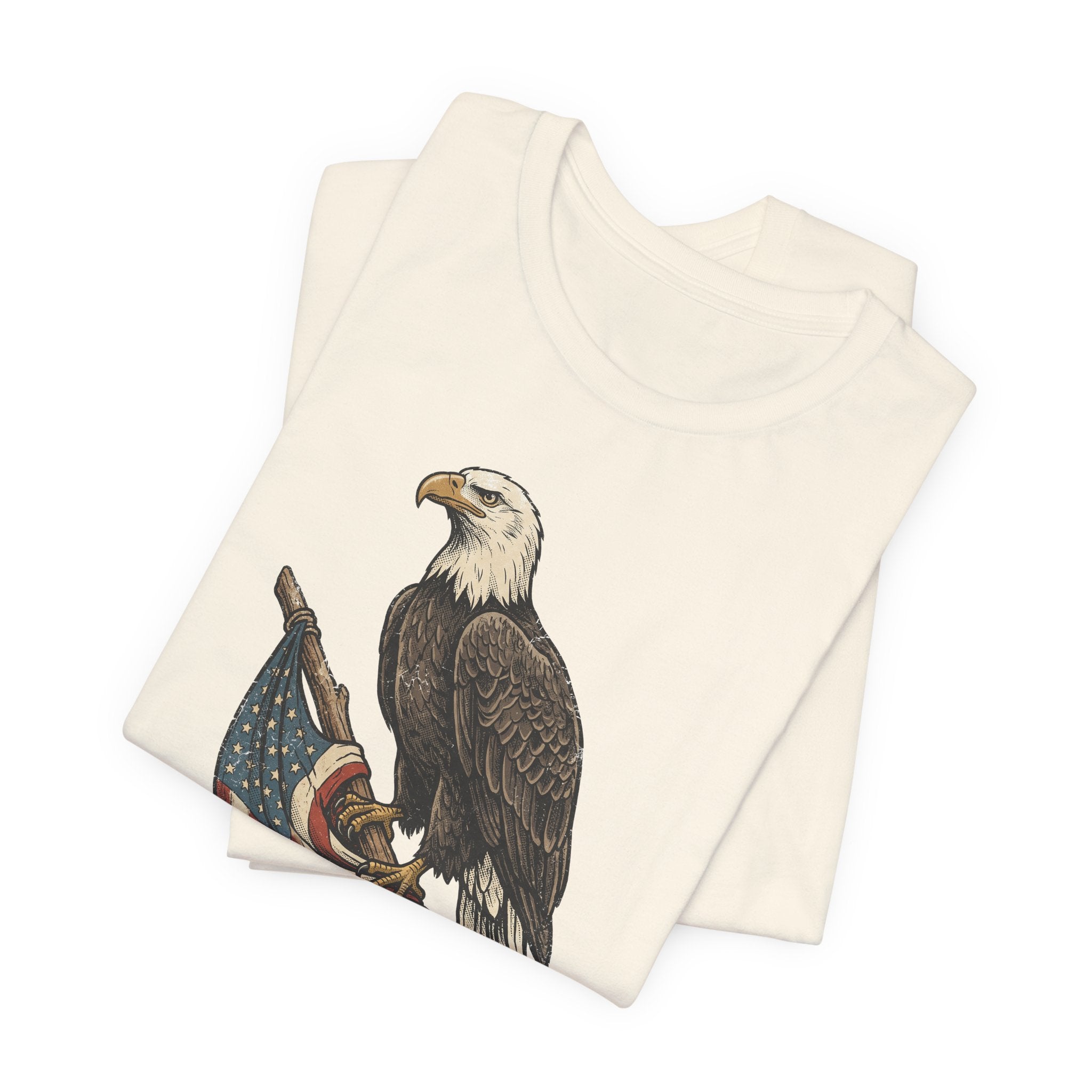 Bald Eagle American Flag T-Shirt | Patriotic USA Stars Stripes Vintage Eagle Graphic Tee Gift