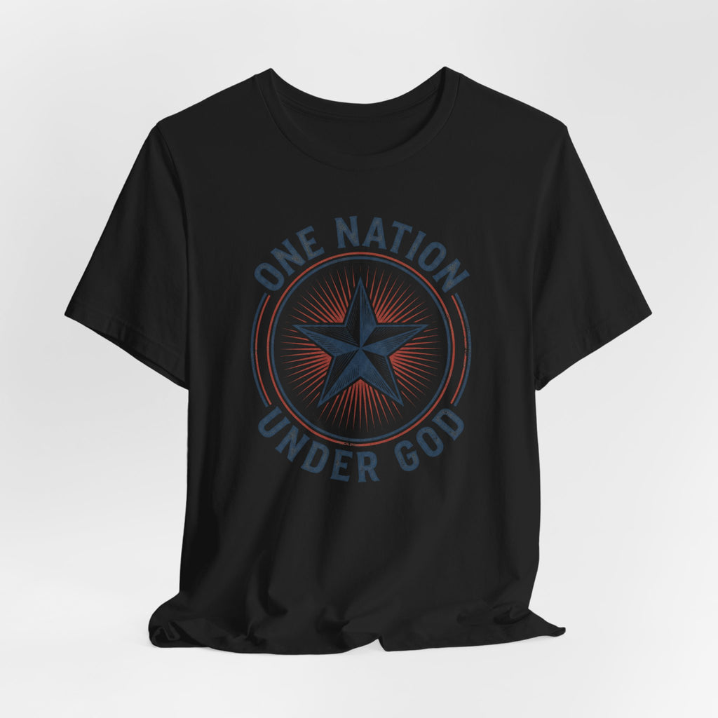 One Nation Under God T-Shirt | Patriotic Christian Faith Americana Star Graphic Tee