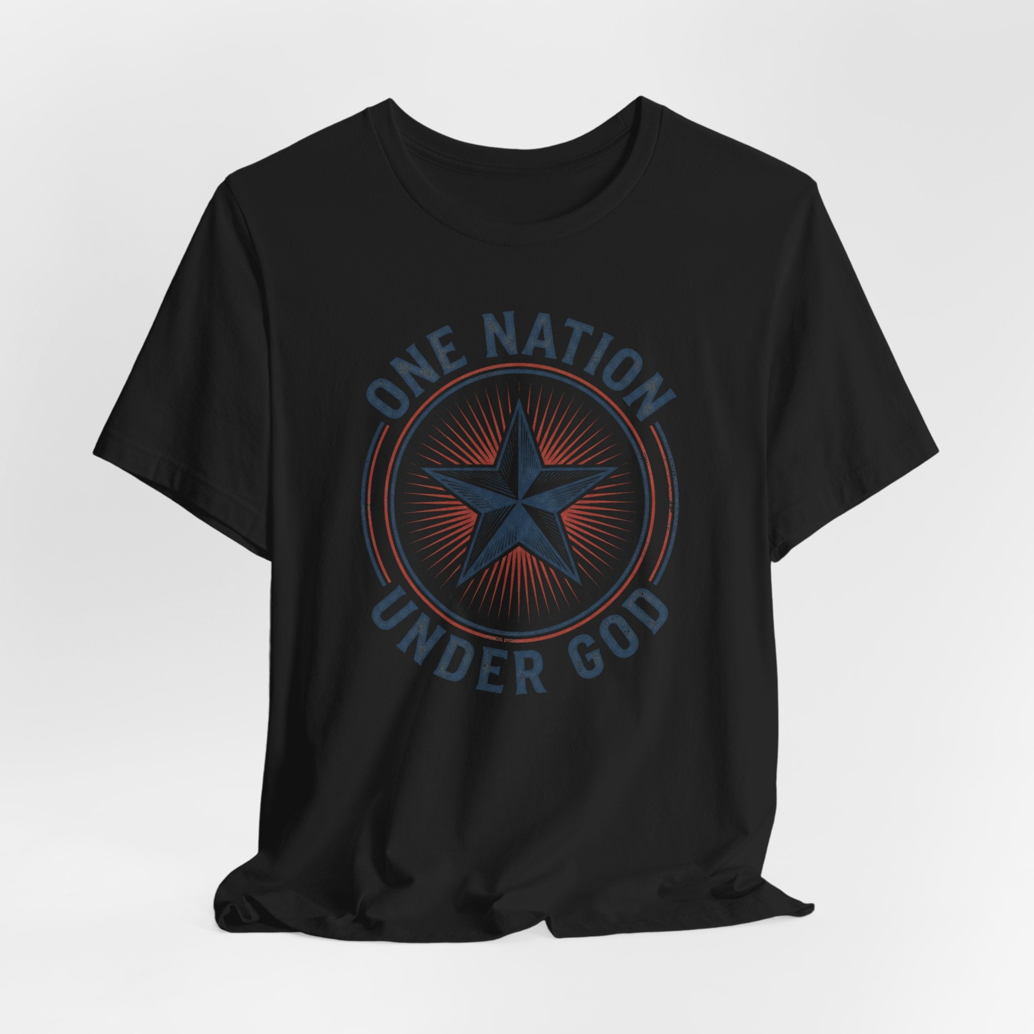 One Nation Under God T-Shirt | Patriotic Christian Faith Americana Star Graphic Tee