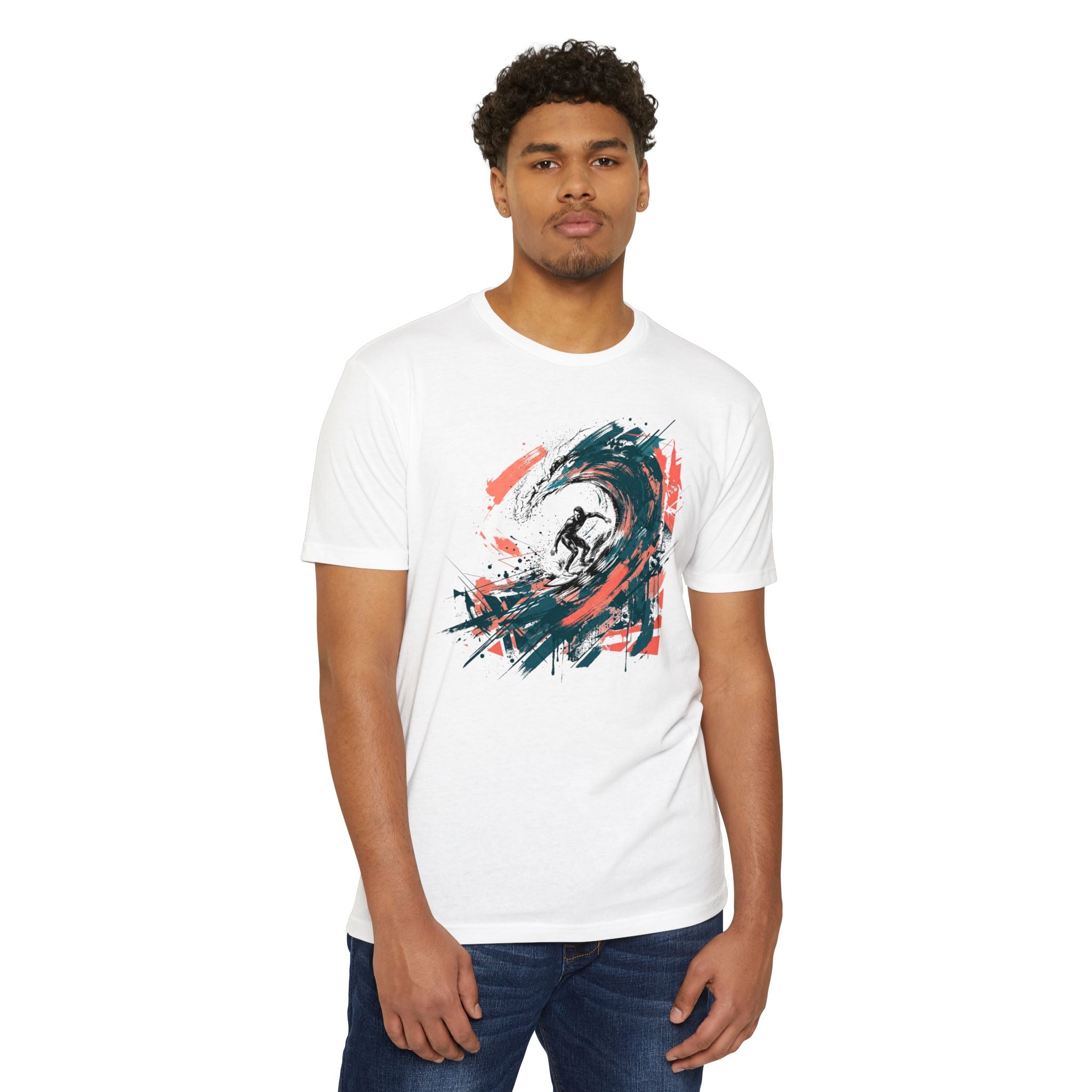 Surfer T-Shirt Wave Paintbrush Art Abstract Ocean Surf Graphic Tee Surfer Gift Beach Lover Unisex