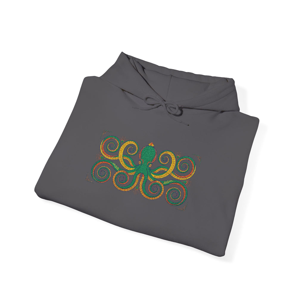 Green Octopus Spiral Art Hoodie | Nautical Sea Creature Sweatshirt, Unisex Ocean Art Gift Pullover