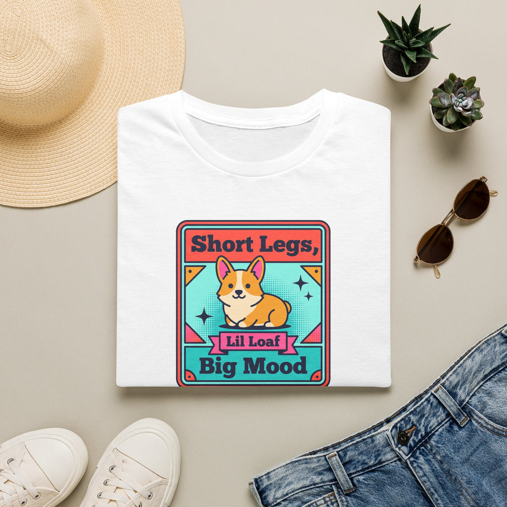 Funny Corgi T-Shirt | Short Legs Big Mood Cute Corgi Dog Graphic Tee | Corgi Lover Gift