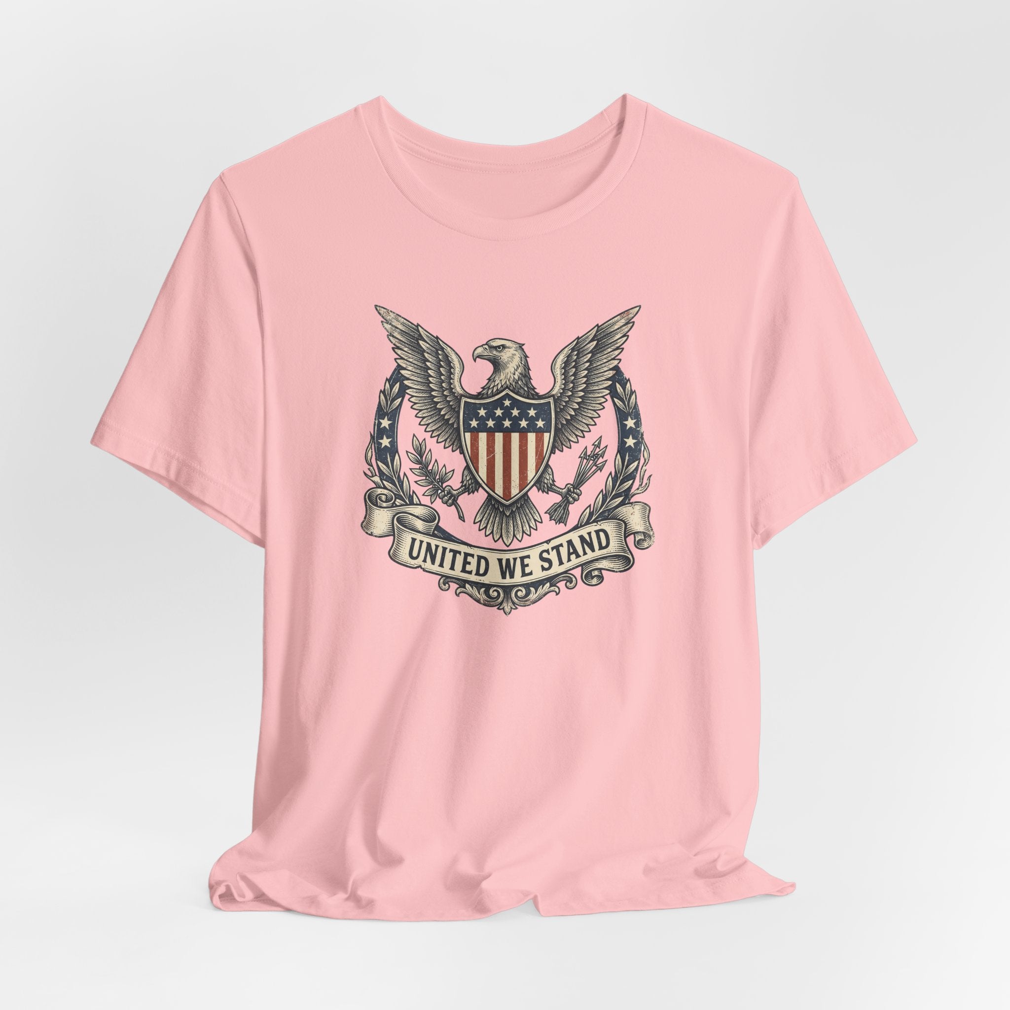 American Eagle Shield United We Stand T-Shirt | Patriotic USA Flag Crest Graphic Tee