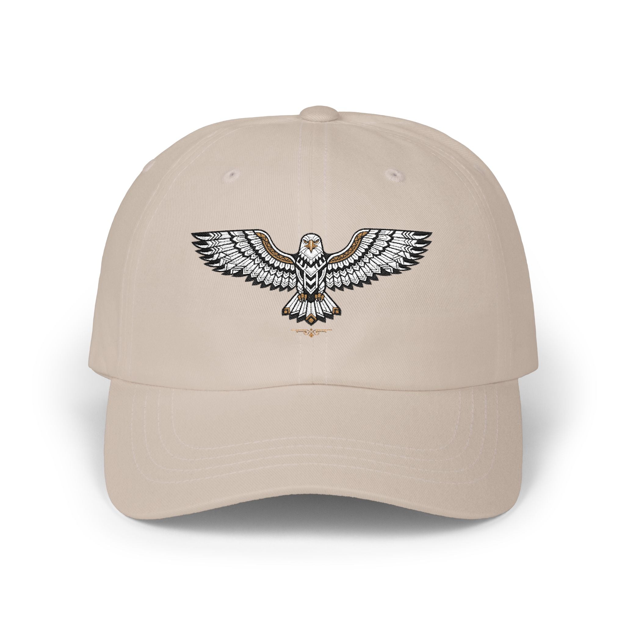 Embroidered Soaring Eagle Dad Cap — Classic White Baseball Hat