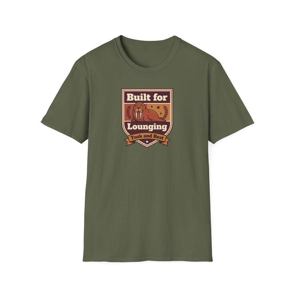 Funny Walrus T-Shirt | Built for Lounging Cute Animal Graphic Tee | Lazy Day Humor Shirt Gift