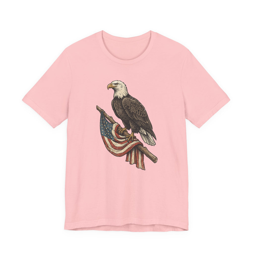 Bald Eagle American Flag T-Shirt | Patriotic USA Stars Stripes Vintage Eagle Graphic Tee Gift