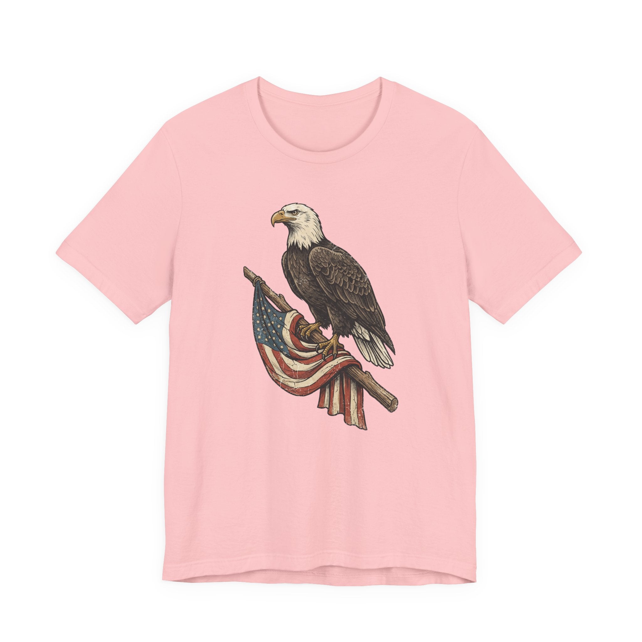 Bald Eagle American Flag T-Shirt | Patriotic USA Stars Stripes Vintage Eagle Graphic Tee Gift