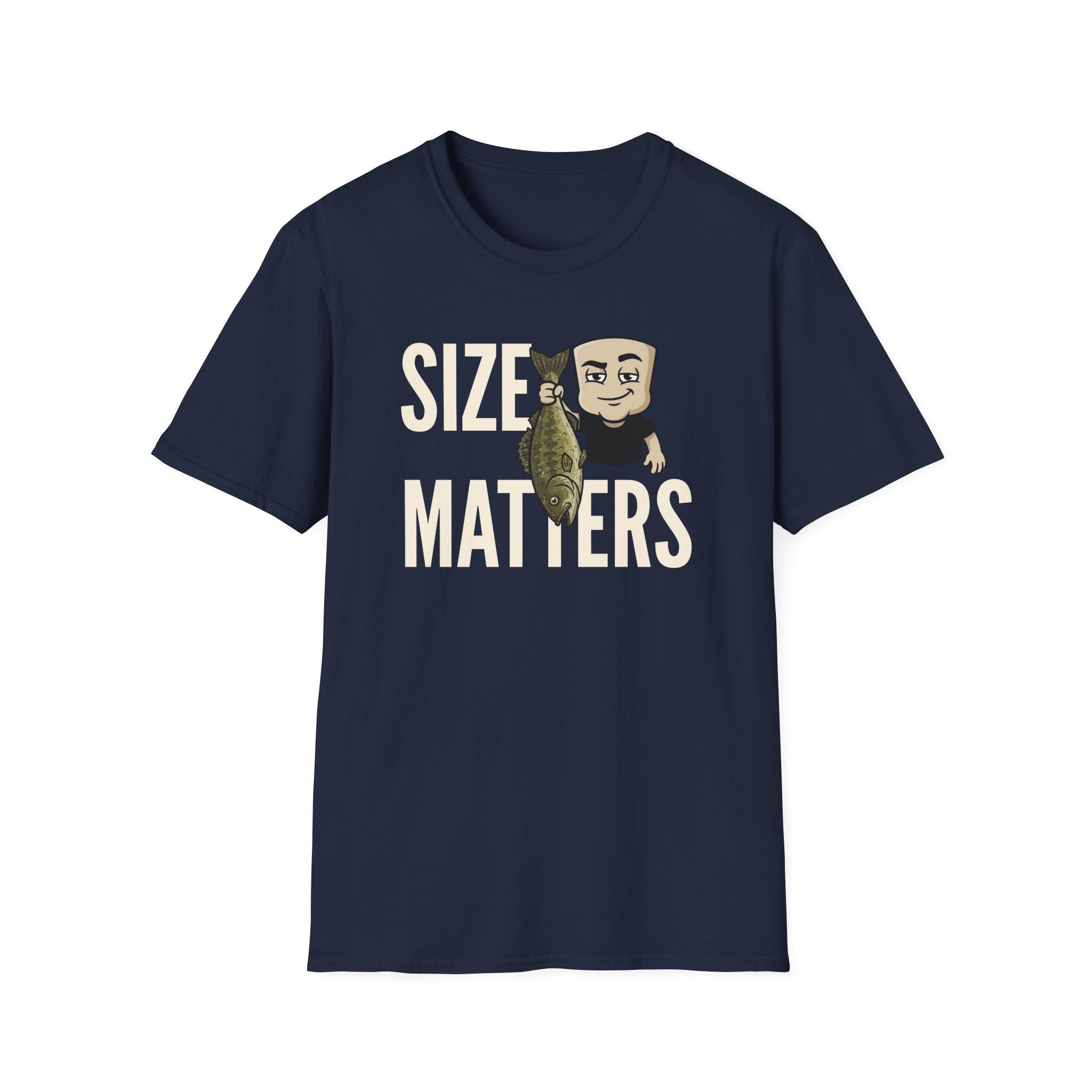 Size Matters T-Shirt, Funny Fishing Tee, Fisherman Angler Gift Shirt, Sarcastic Bass Fishing Humor Tee for Men & Women
