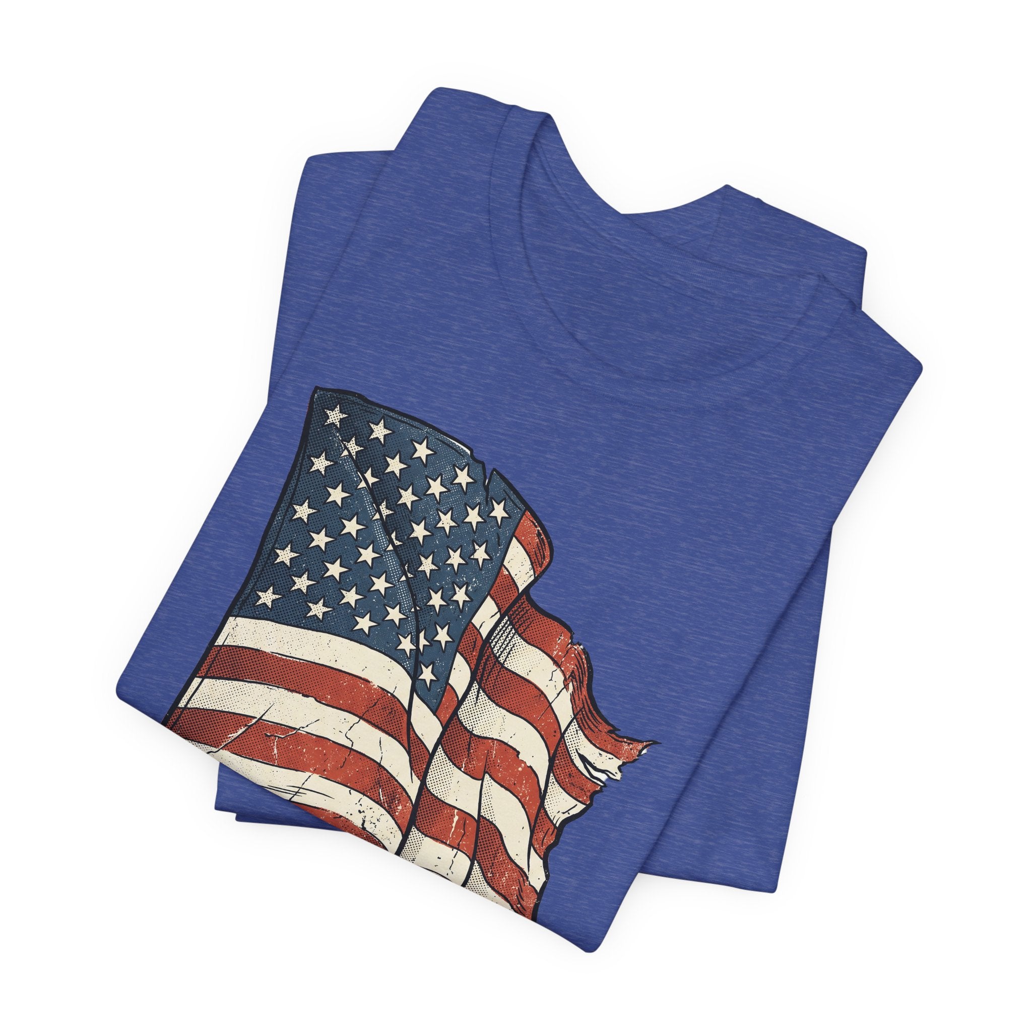 Vintage Waving American Flag T-Shirt | USA Stars Stripes Distressed Patriotic Graphic Tee