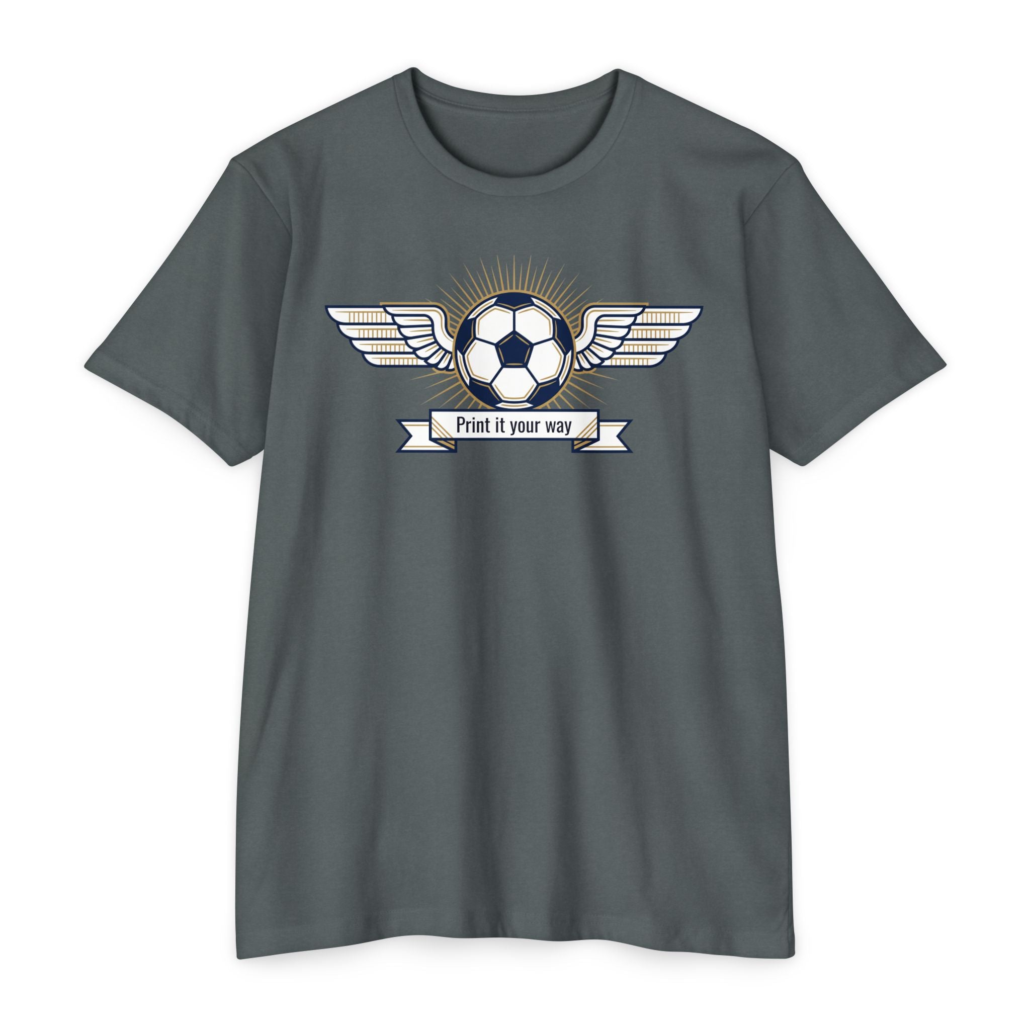 Custom Vintage Soccer T-Shirt Personalized Winged Soccer Emblem Tee Add Your Name or Team Soccer Gift