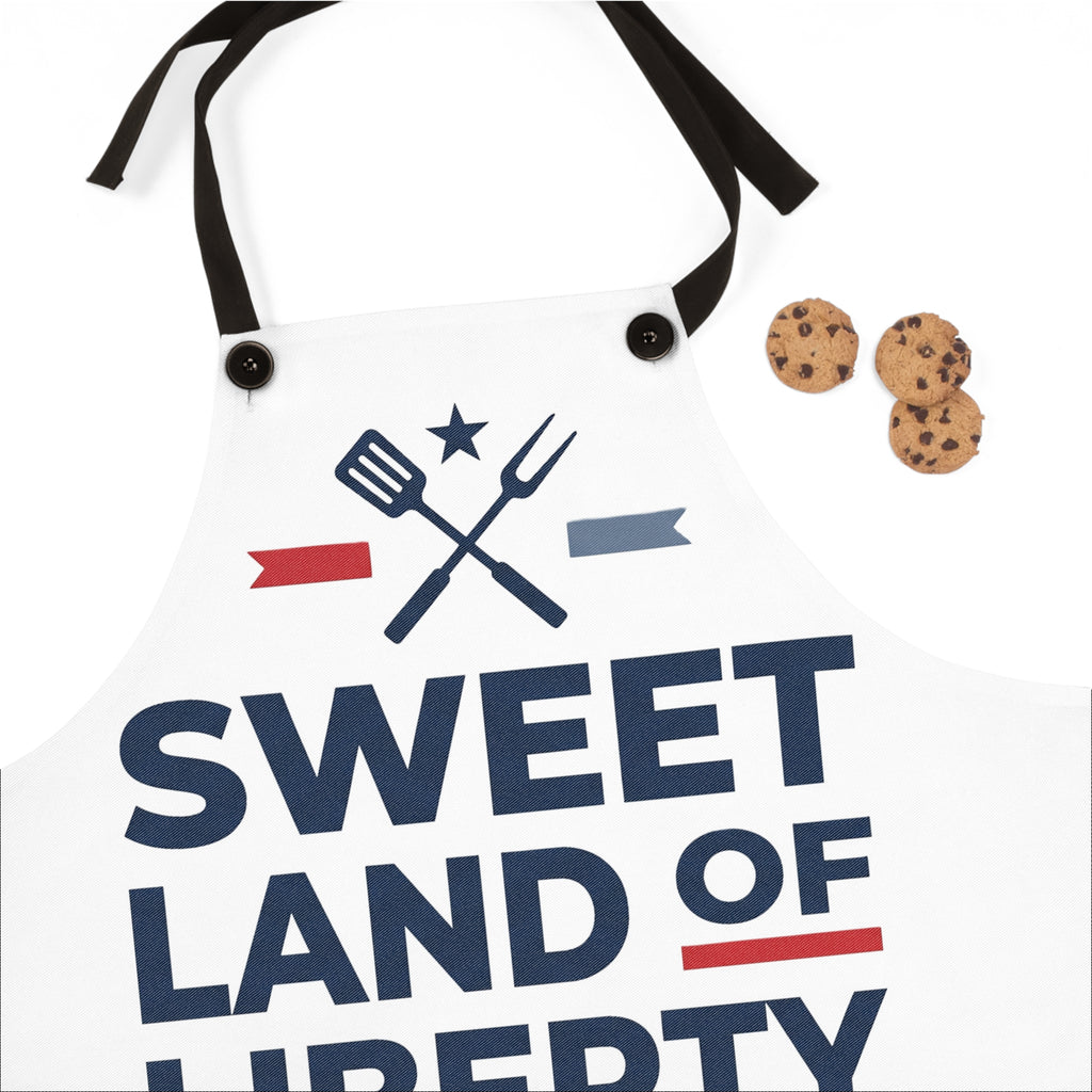 Sweet Land of Liberty BBQ Apron | Navy Patriotic Grilling Apron | Fourth of July Kitchen Apron | USA Cooking Gift
