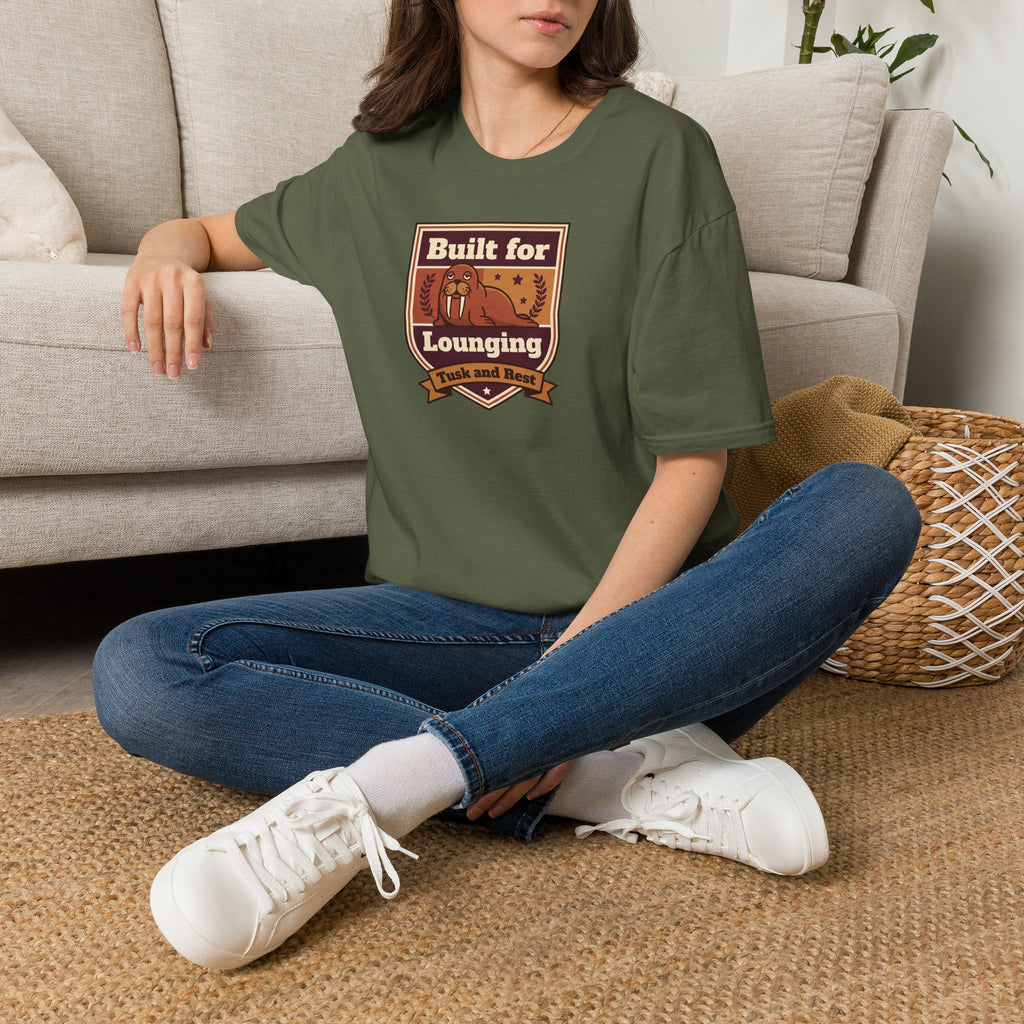 Funny Walrus T-Shirt | Built for Lounging Cute Animal Graphic Tee | Lazy Day Humor Shirt Gift