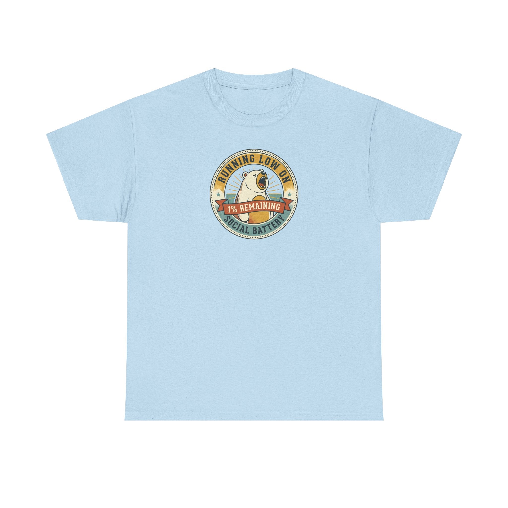 Running Low on Social Battery T-Shirt | Funny Introvert Bear Graphic Tee