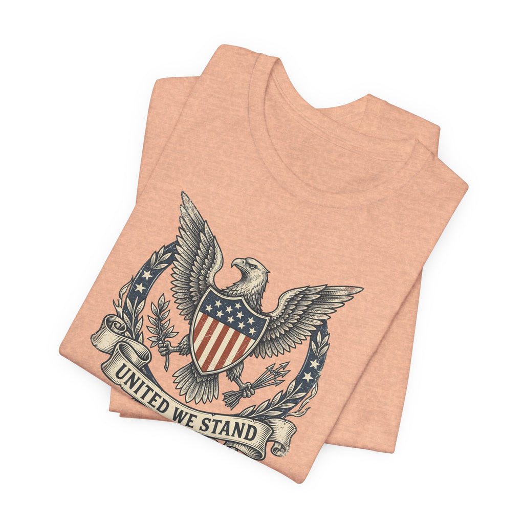 American Eagle Shield United We Stand T-Shirt | Patriotic USA Flag Crest Graphic Tee