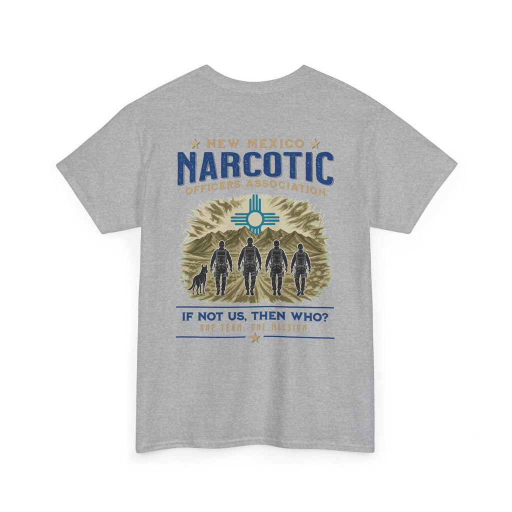 Sport grey crewneck t-shirt with large front print and officers graphic