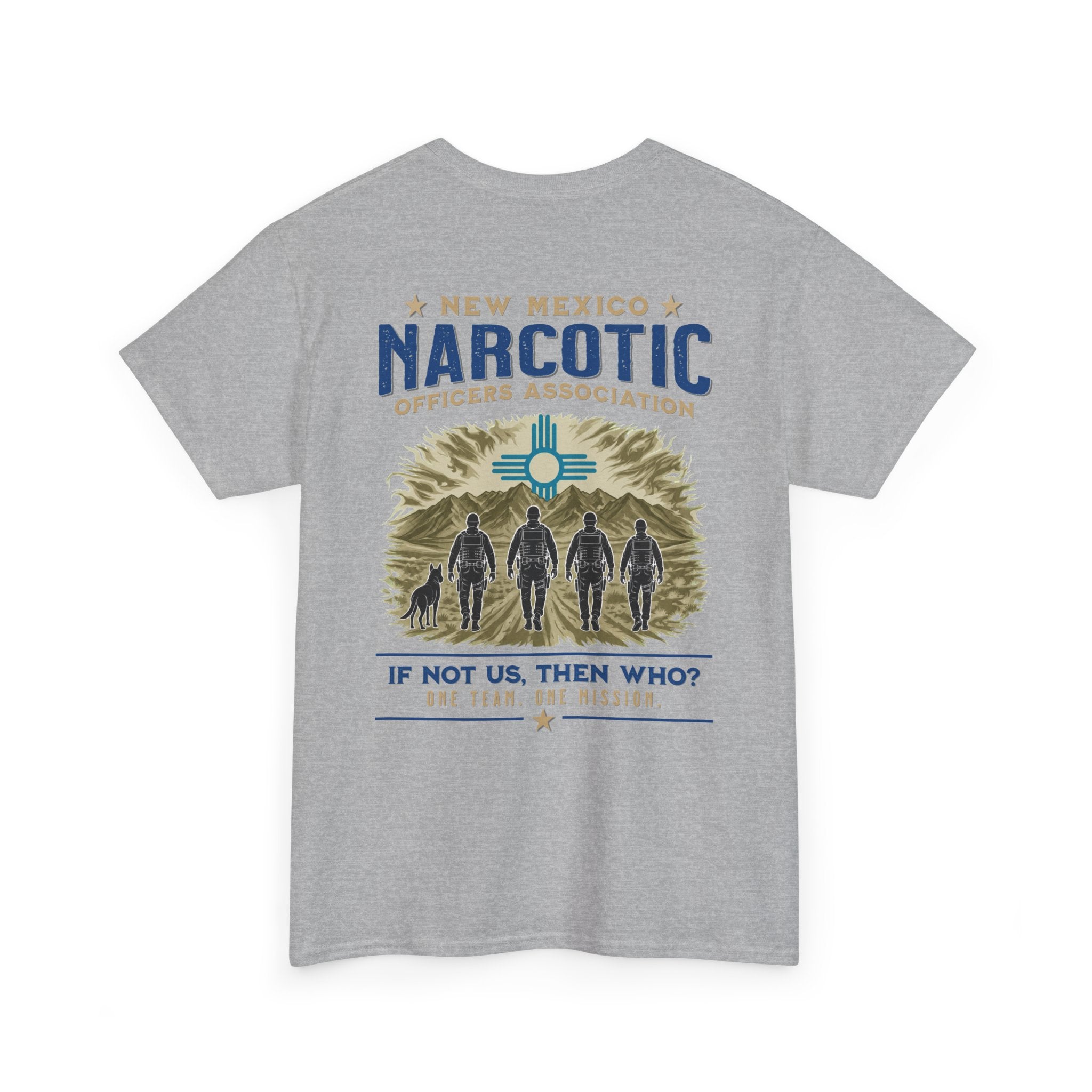 Sport grey crewneck t-shirt with large front print and officers graphic