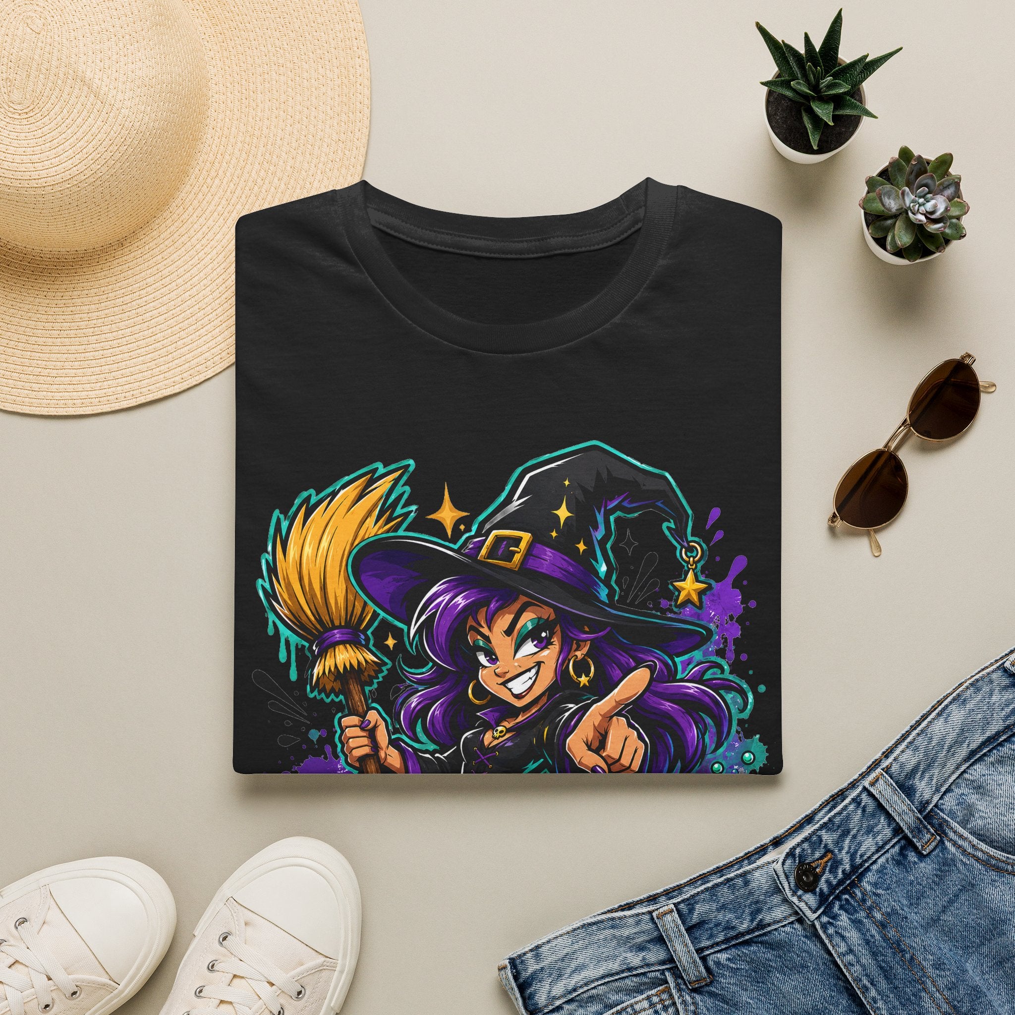 Witch Way To The Candy T-Shirt | Funny Halloween Witch Graphic Tee | Spooky Season Gift | Trick or Treat Shirt