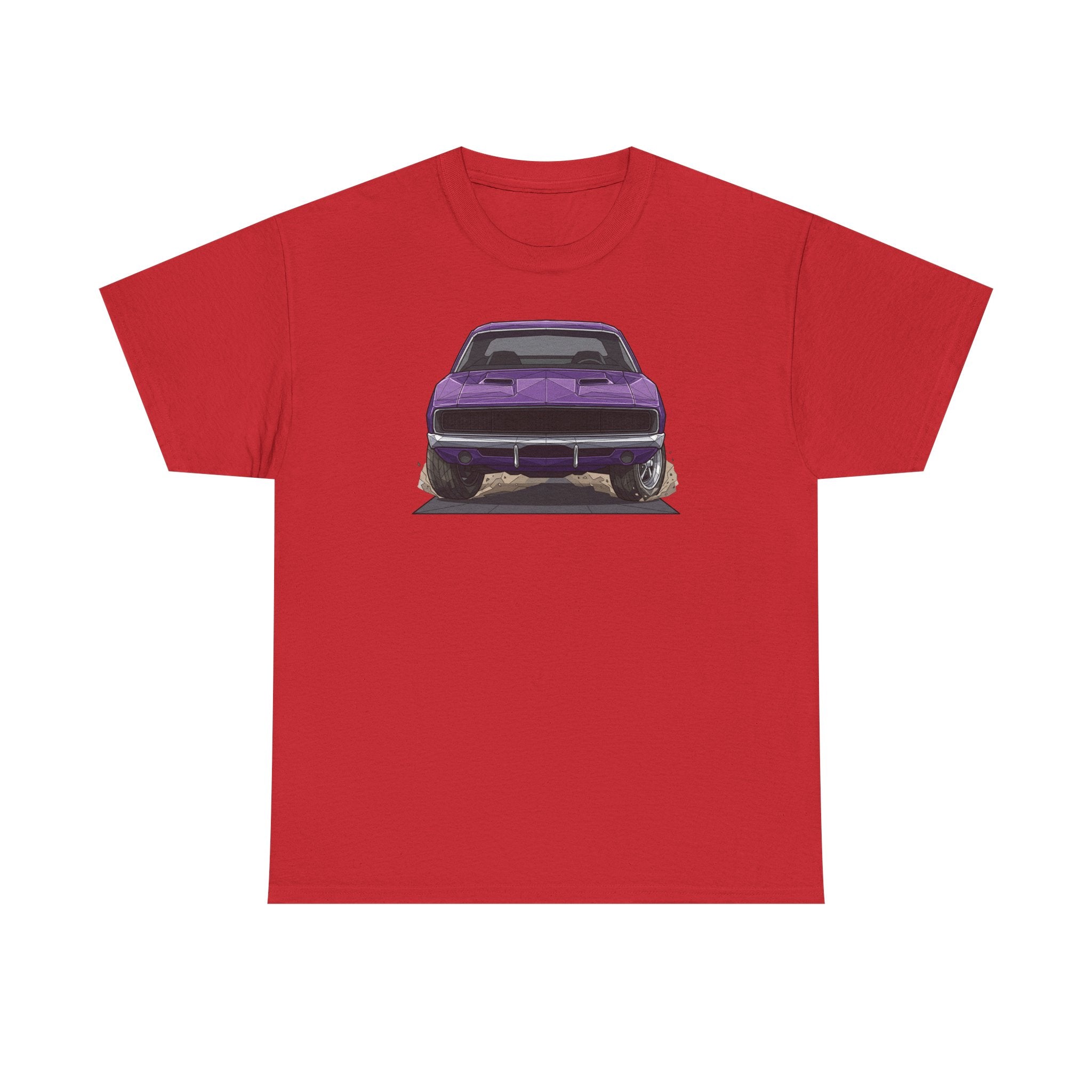Retro Purple Muscle Car Tee | Front and Back Car Illustration