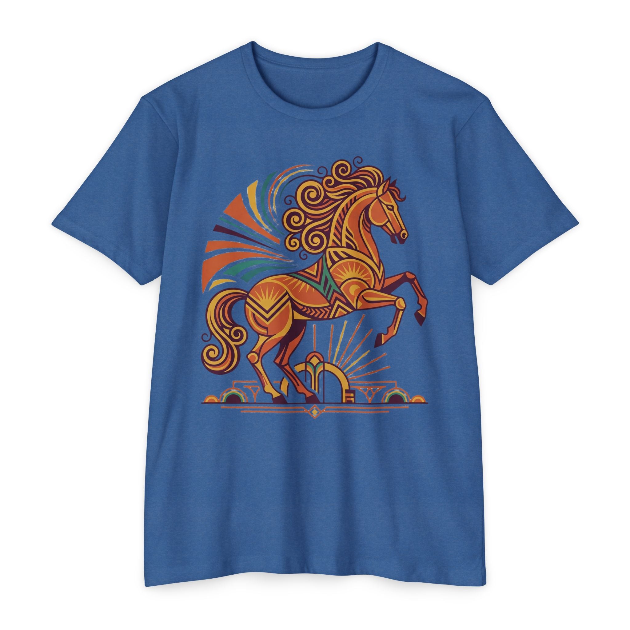 Horse T-Shirt Boho Prancing Horse Sunburst Illustration Graphic Tee Nature Lover Gift Unisex