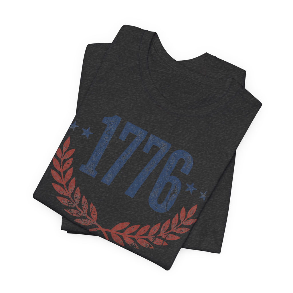 1776 Laurel Wreath T-Shirt | Patriotic American Revolution History Independence Day Graphic Tee