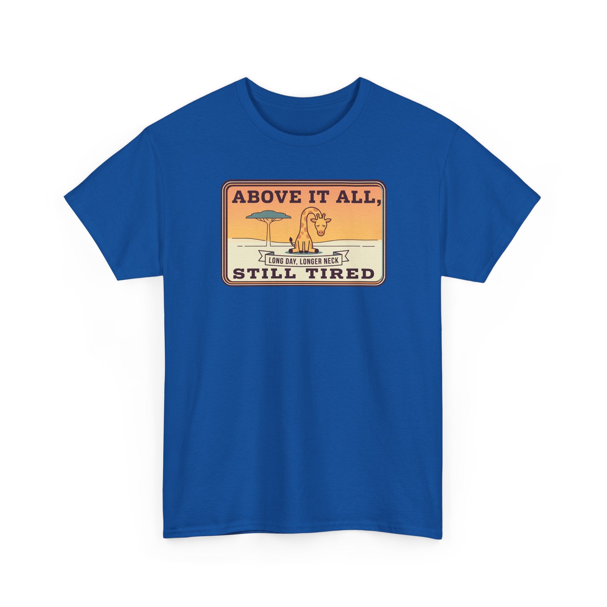 Above It All Still Tired Tee | Retro Beach Scene, Coffee Cup, Sunset Vibes