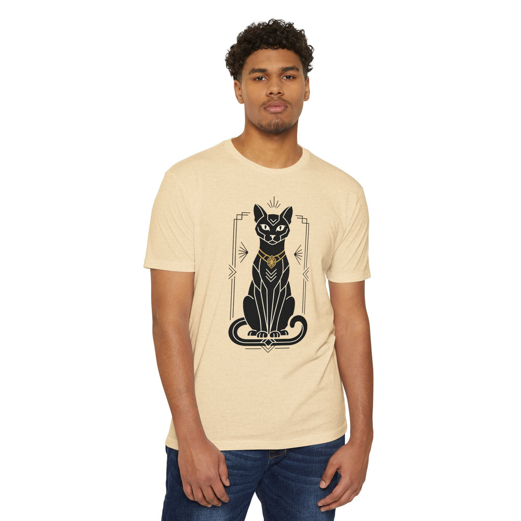 Black Cat T-Shirt Art Deco Egyptian Cat Illustration Graphic Tee Cat Lover Gift Mystic Unisex