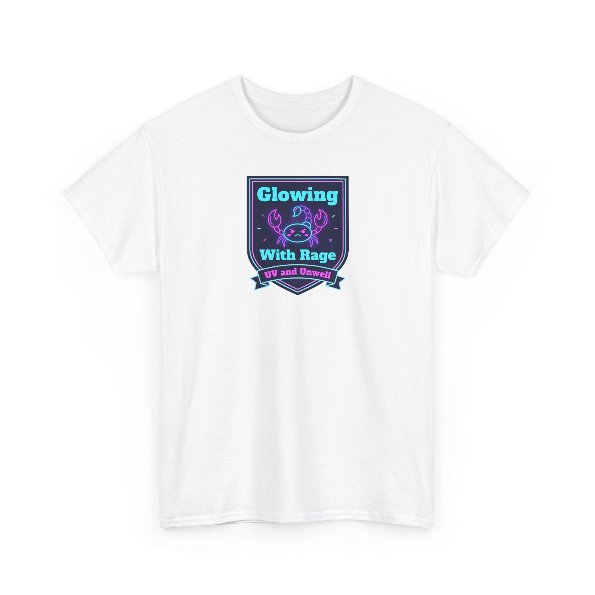 Glowing With Rage tee | Neon Skull Shield design