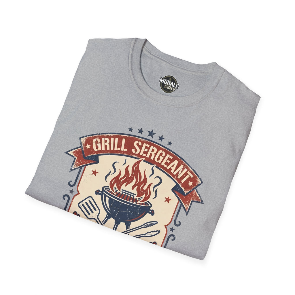 Sport Grey Grill Sergeant T-shirt with vintage BBQ badge graphic