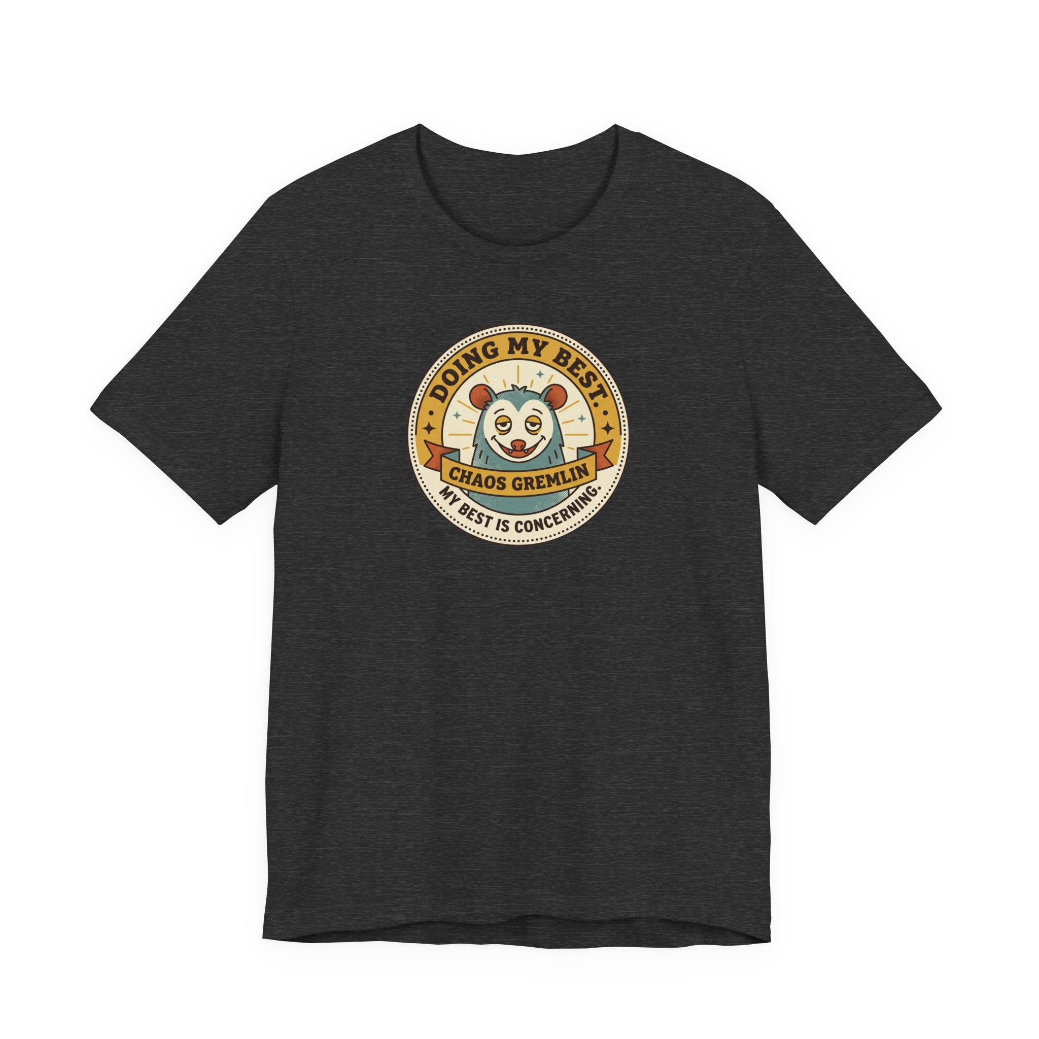 Doing My Best Chaos Gremlin Tee | Cute Cartoon Gremlin Badge Shirt