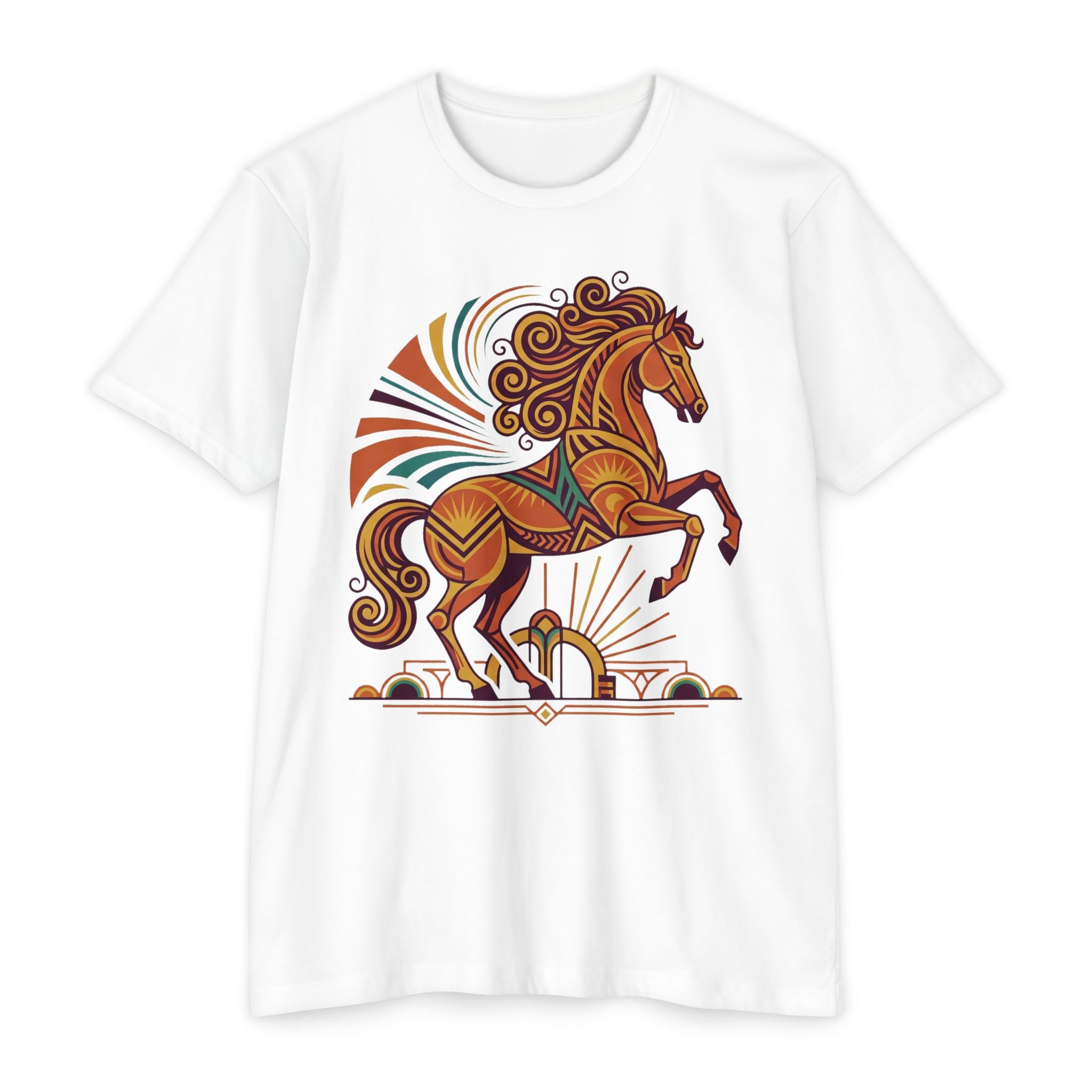 Horse T-Shirt Boho Prancing Horse Sunburst Illustration Graphic Tee Nature Lover Gift Unisex