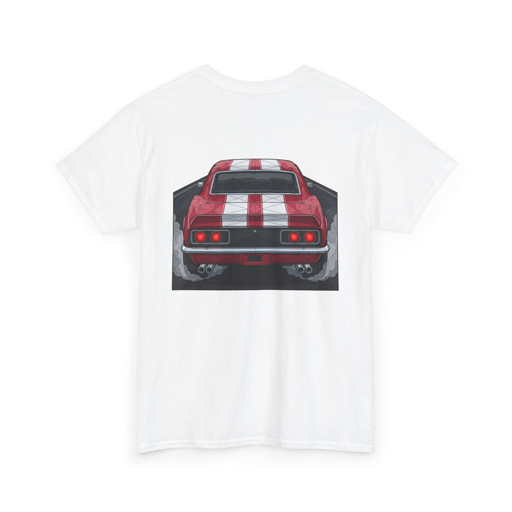 70s Red Muscle Car Tee | Front and Back Vintage Car Illustration
