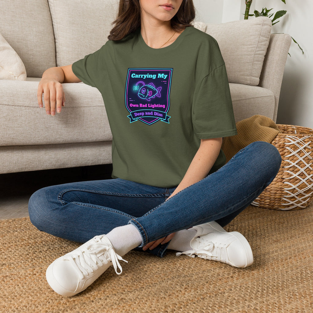 Funny Anglerfish T-Shirt | Carrying My Own Bad Lighting Deep Sea Neon Graphic Tee | Ocean Gift