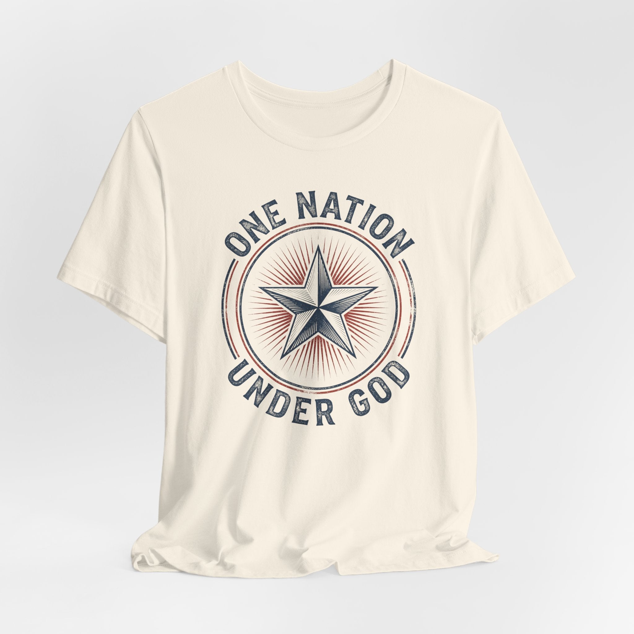 One Nation Under God T-Shirt | Patriotic Christian Faith Americana Star Graphic Tee
