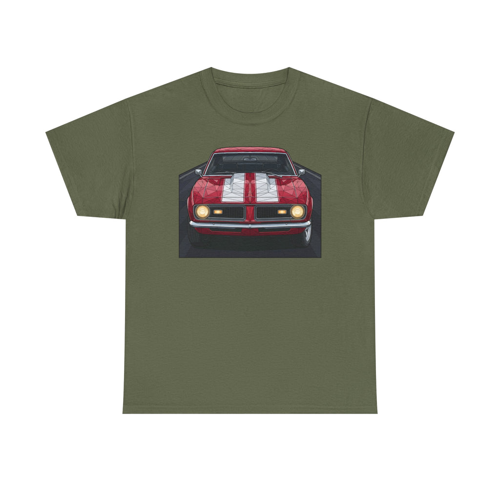 70s Red Muscle Car Tee | Front and Back Vintage Car Illustration